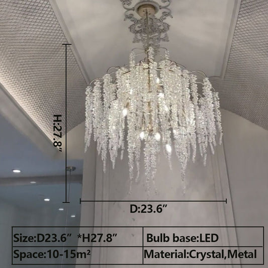 Light Luxury Silver Flower Branch Chandelier with Icicle Details for Bedroom Dining Room and Hallway - GILDLAMPS