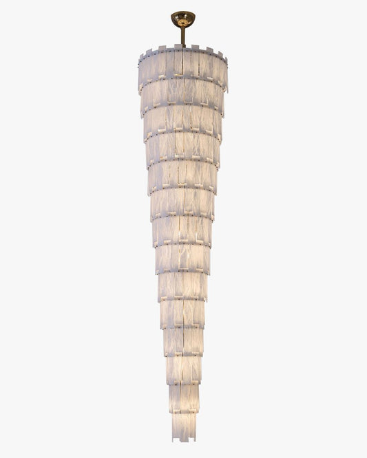 Long Cascading Alabaster Staircase Chandelier - GILDLAMPS