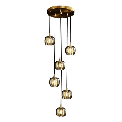 Long Spiral Cubes Crystal Chandelier for Staircase - GILDLAMPS