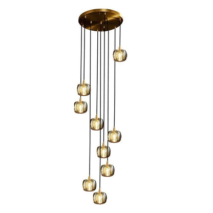 Long Spiral Cubes Crystal Chandelier for Staircase - GILDLAMPS