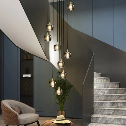 Long Spiral Cubes Crystal Chandelier for Staircase - GILDLAMPS