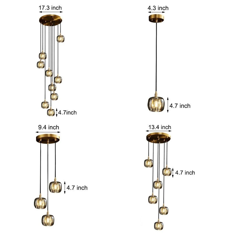 Long Spiral Cubes Crystal Chandelier for Staircase - GILDLAMPS