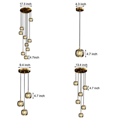 Long Spiral Cubes Crystal Chandelier for Staircase - GILDLAMPS