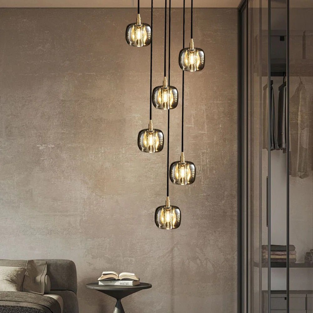 Long Spiral Cubes Crystal Chandelier for Staircase - GILDLAMPS