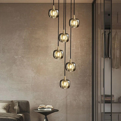 Long Spiral Cubes Crystal Chandelier for Staircase - GILDLAMPS