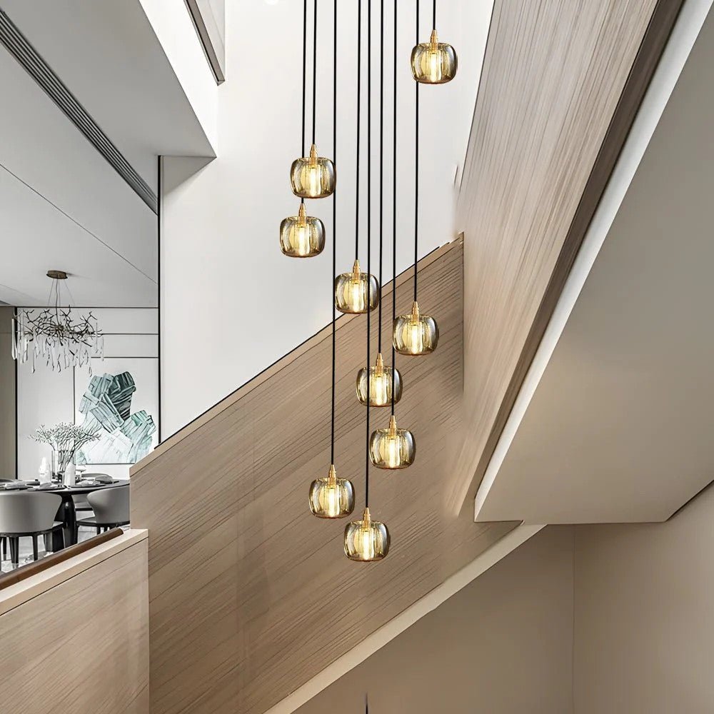 Long Spiral Cubes Crystal Chandelier for Staircase - GILDLAMPS