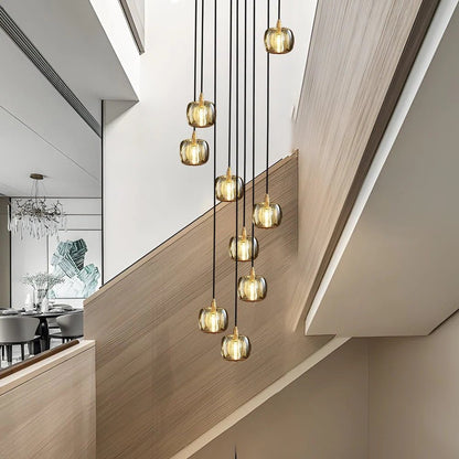 Long Spiral Cubes Crystal Chandelier for Staircase - GILDLAMPS