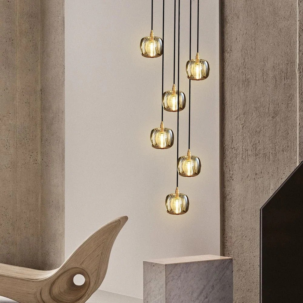 Long Spiral Cubes Crystal Chandelier for Staircase - GILDLAMPS