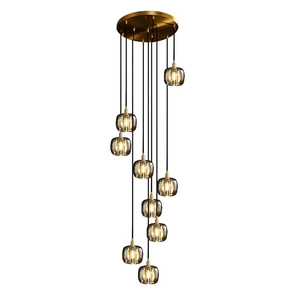 Long Spiral Cubes Crystal Chandelier for Staircase - GILDLAMPS