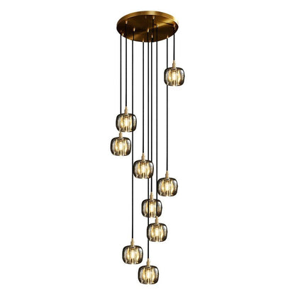 Long Spiral Cubes Crystal Chandelier for Staircase - GILDLAMPS
