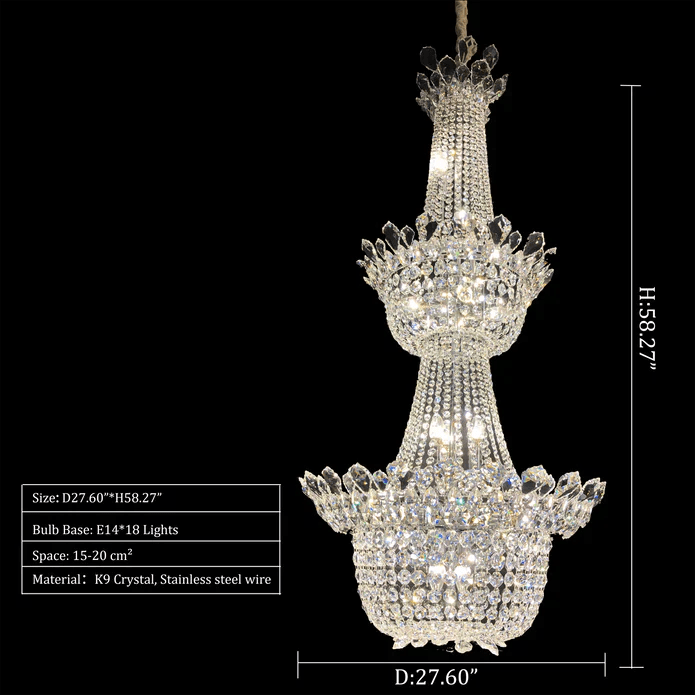 Luxury Empire Branch Crystal Chandelier Pendant Light for Entryway and Foyer - GILDLAMPS