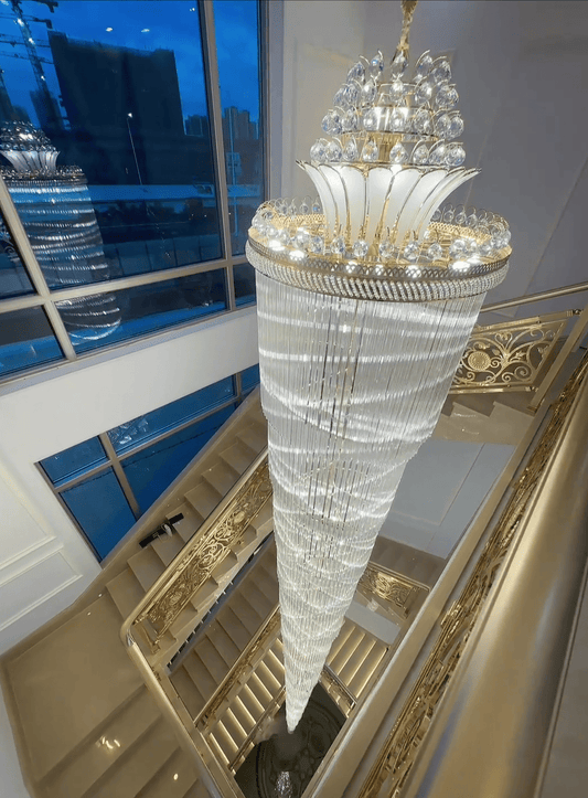 Luxury Extra Long Crystal Chandelier for Villa/Staircase/Foyer - GILDLAMPS