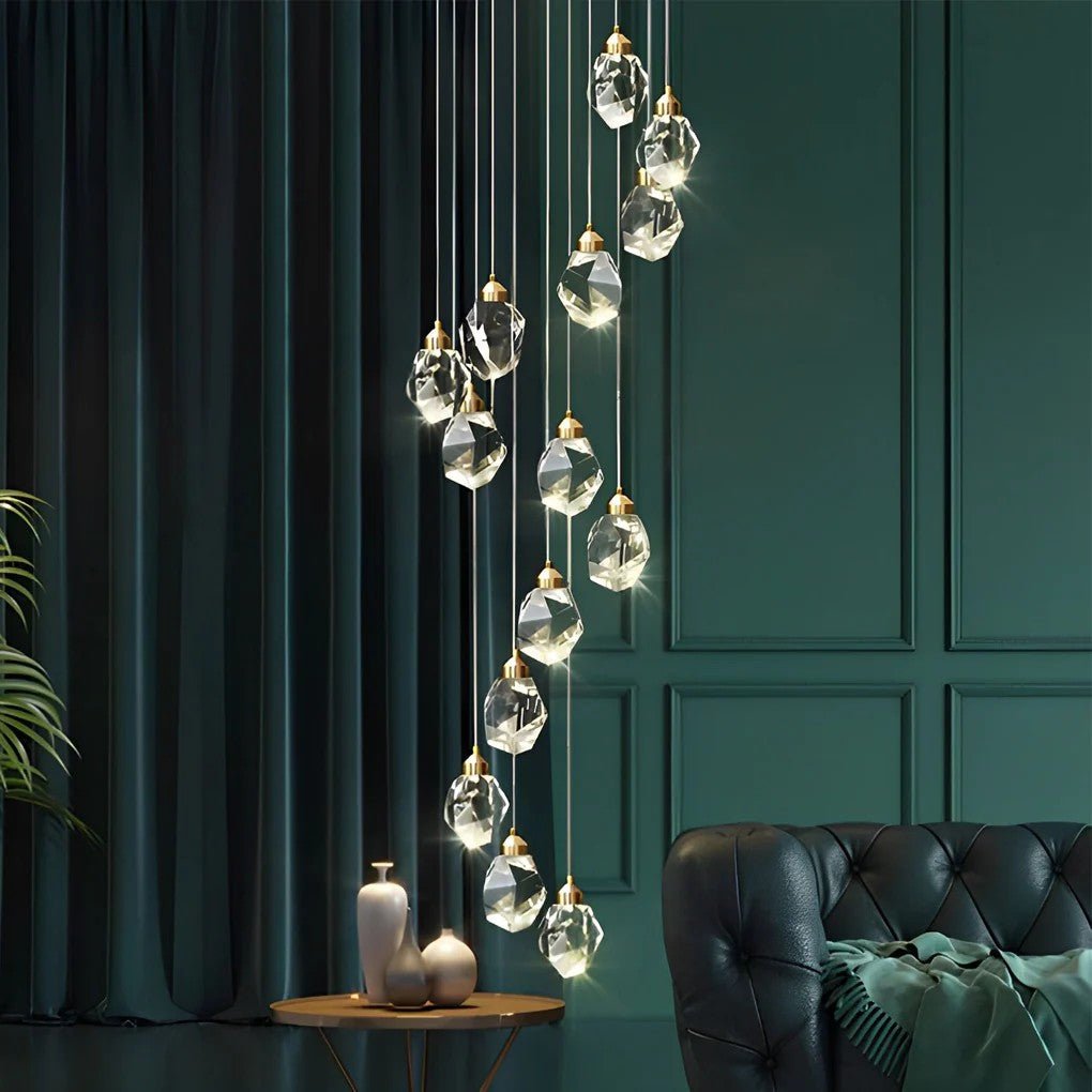Luxury Staircase Chandelier Modern Spiral Crystal High Ceiling Light - GILDLAMPS
