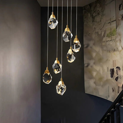 Luxury Staircase Chandelier Modern Spiral Crystal High Ceiling Light - GILDLAMPS