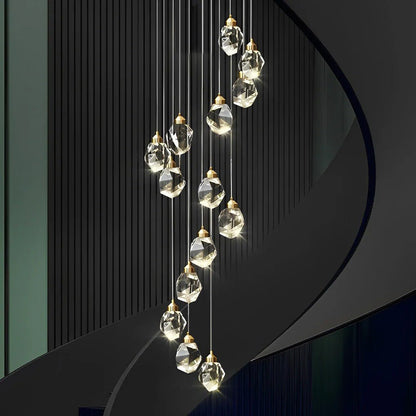 Luxury Staircase Chandelier Modern Spiral Crystal High Ceiling Light - GILDLAMPS