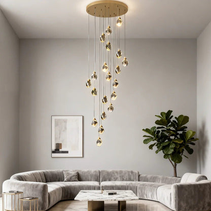 Luxury Staircase Chandelier Modern Spiral Crystal High Ceiling Light - GILDLAMPS