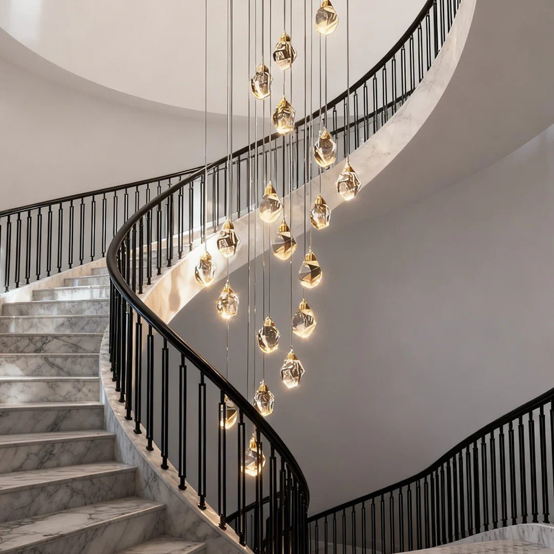 Luxury Staircase Chandelier Modern Spiral Crystal High Ceiling Light - GILDLAMPS