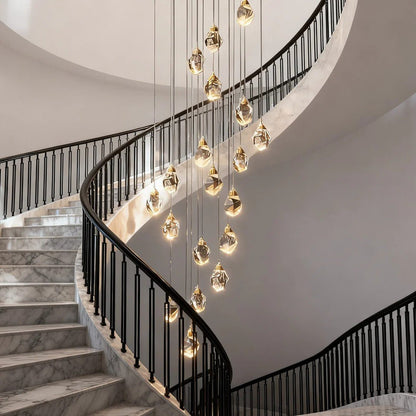 Luxury Staircase Chandelier Modern Spiral Crystal High Ceiling Light - GILDLAMPS