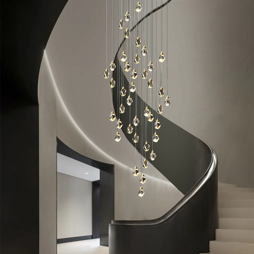 Luxury Staircase Chandelier Modern Spiral Crystal High Ceiling Light - GILDLAMPS