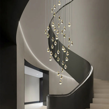 Luxury Staircase Chandelier Modern Spiral Crystal High Ceiling Light - GILDLAMPS