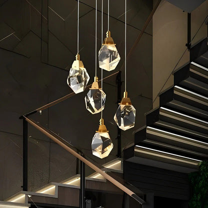 Luxury Staircase Chandelier Modern Spiral Crystal High Ceiling Light - GILDLAMPS