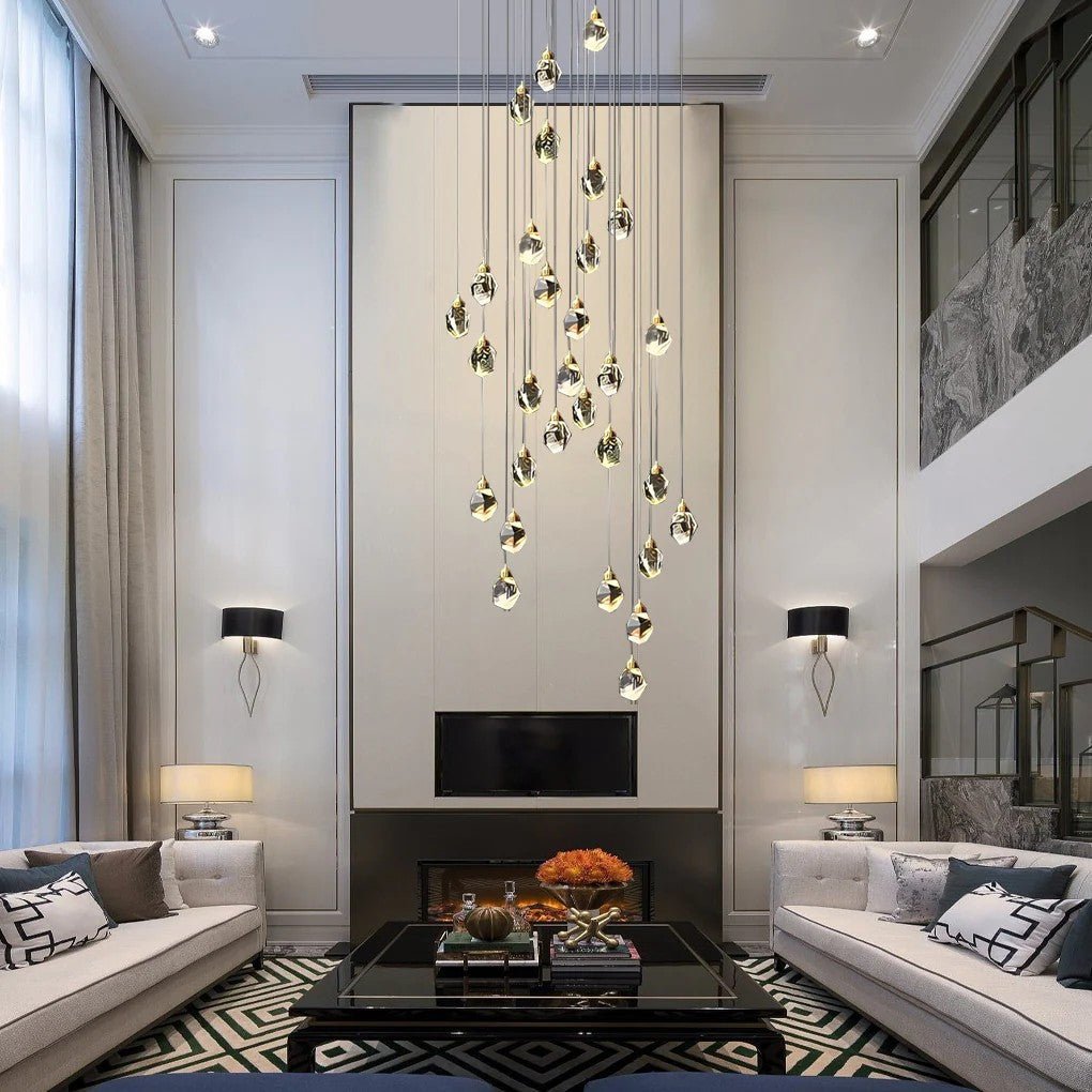 Luxury Staircase Chandelier Modern Spiral Crystal High Ceiling Light - GILDLAMPS
