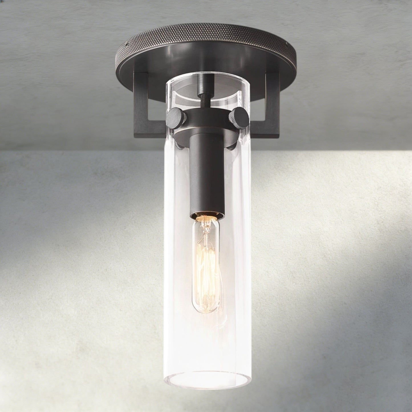 MACHUNST GLASS CYLINDER FLUSHMOUNT - GILDLAMPS