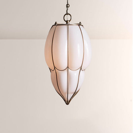 Mara Caged Opal Glass & Brass Large Pendant - GILDLAMPS
