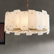 Marble Alabaster Lorry Round Chandelier 20" 31" - GILDLAMPS