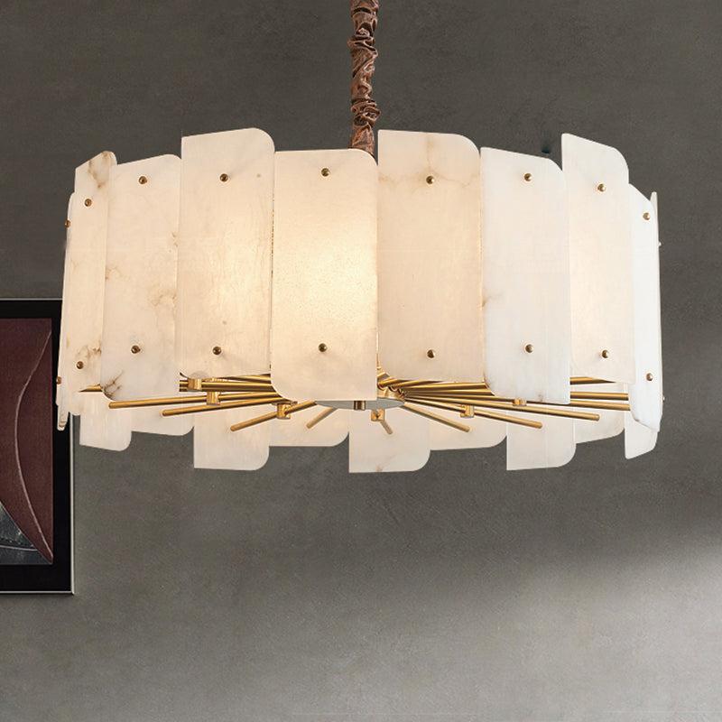 Marble Alabaster Lorry Round Chandelier 20" 31" - GILDLAMPS