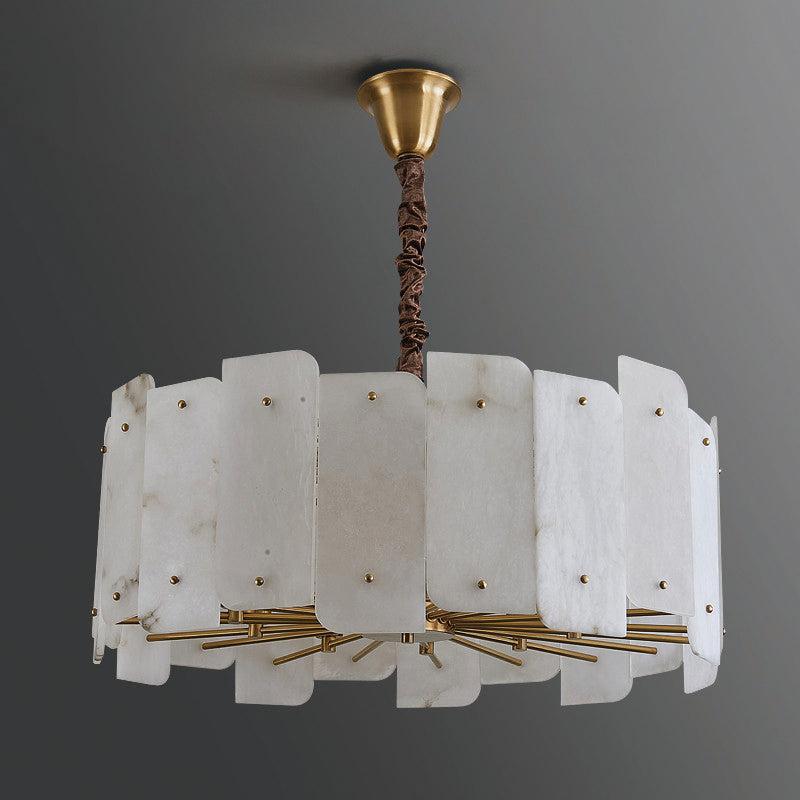 Marble Alabaster Lorry Round Chandelier 20" 31" - GILDLAMPS