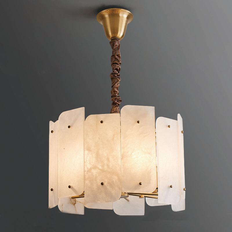 Marble Alabaster Lorry Round Chandelier 20" 31" - GILDLAMPS