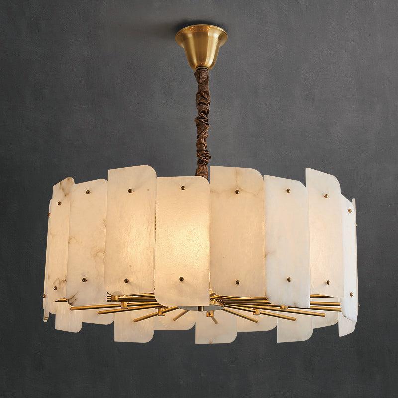 Marble Alabaster Lorry Round Chandelier 20" 31" - GILDLAMPS