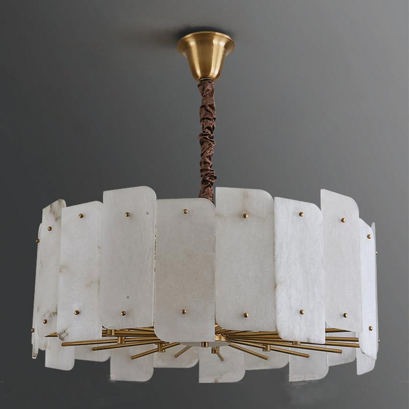 Marble Alabaster Lorry Round Chandelier 20" 31" - GILDLAMPS