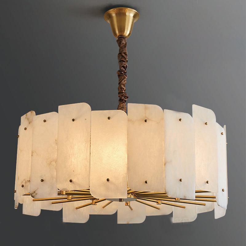 Marble Alabaster Lorry Round Chandelier 20" 31" - GILDLAMPS