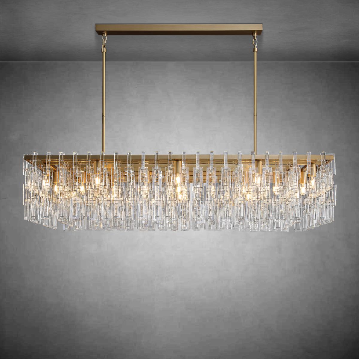 Marigan Modern Rectangular Crystal Chandelier 60" - GILDLAMPS