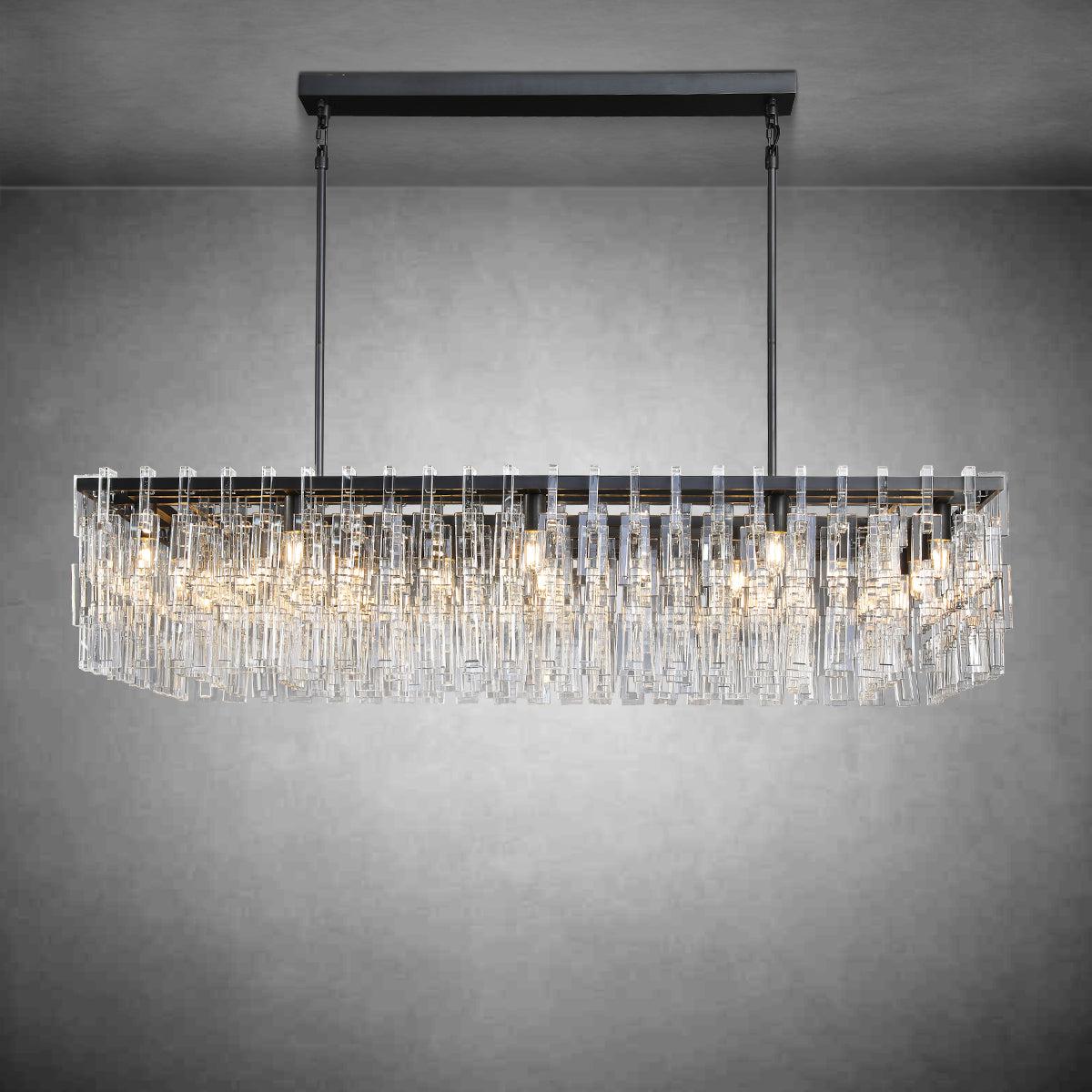 Marigan Modern Rectangular Crystal Chandelier 60" - GILDLAMPS
