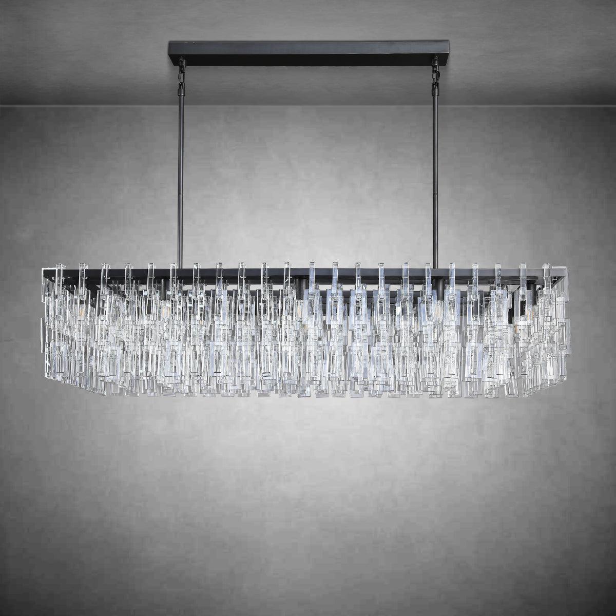Marigan Modern Rectangular Crystal Chandelier 60" - GILDLAMPS