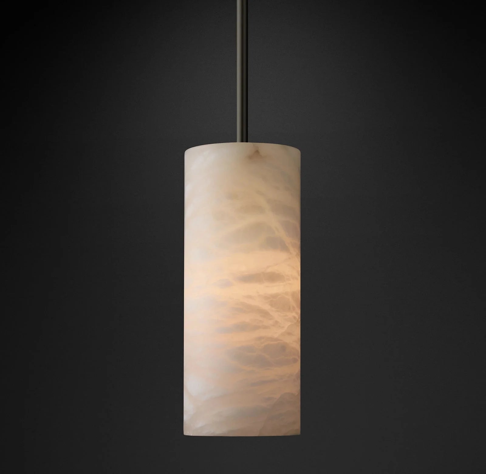 Modern Alabaster Hand Carved Cylinder Pendant Light - GILDLAMPS