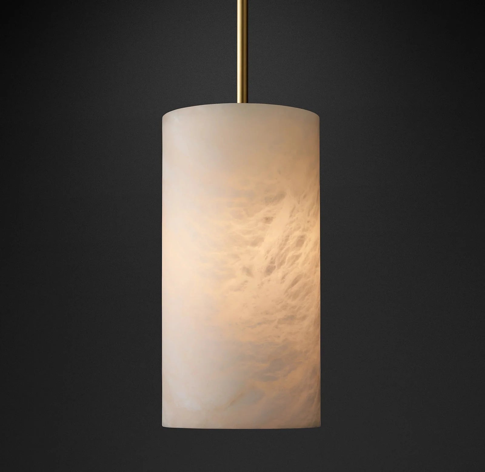 Modern Alabaster Hand Carved Cylinder Pendant Light - GILDLAMPS