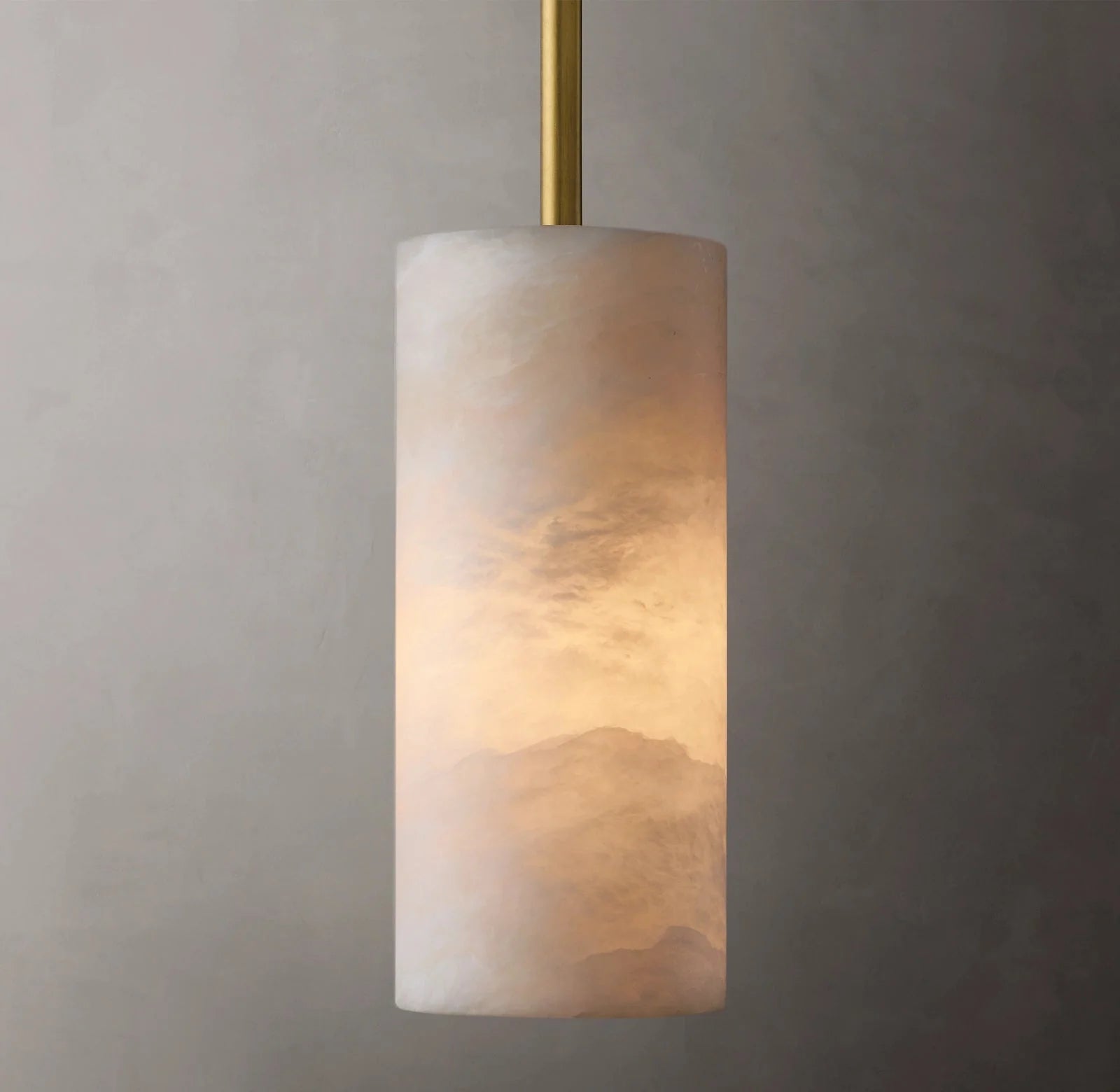 Modern Alabaster Hand Carved Cylinder Pendant Light - GILDLAMPS