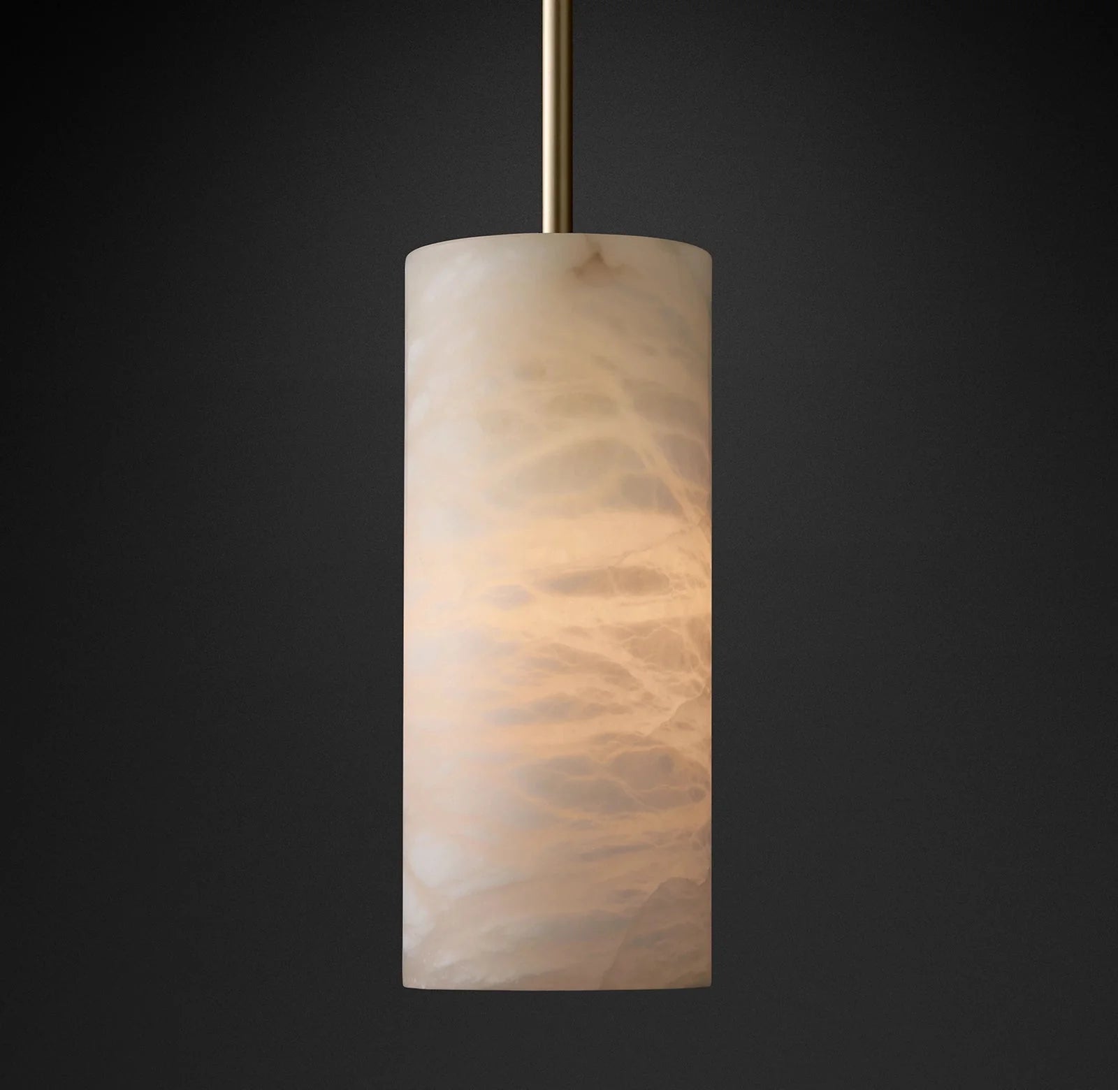 Modern Alabaster Hand Carved Cylinder Pendant Light - GILDLAMPS