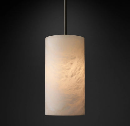 Modern Alabaster Hand Carved Cylinder Pendant Light - GILDLAMPS