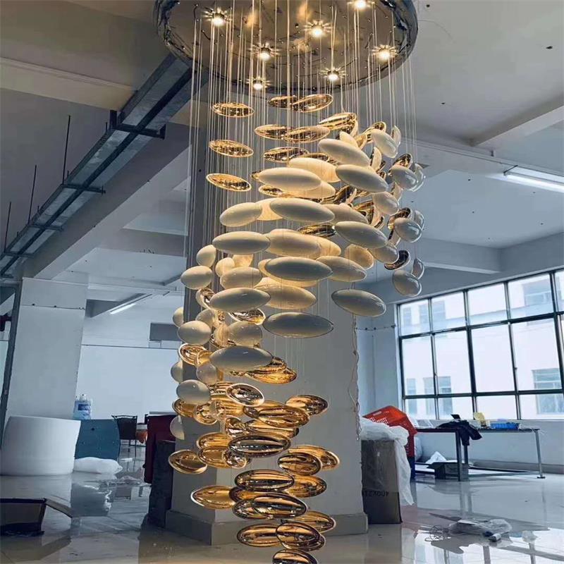 Modern Artistic Unique Golden Dragon Egg Pendant Ceiling Light Fixture for Staircase/ Sales Center/ Hotel - GILDLAMPS