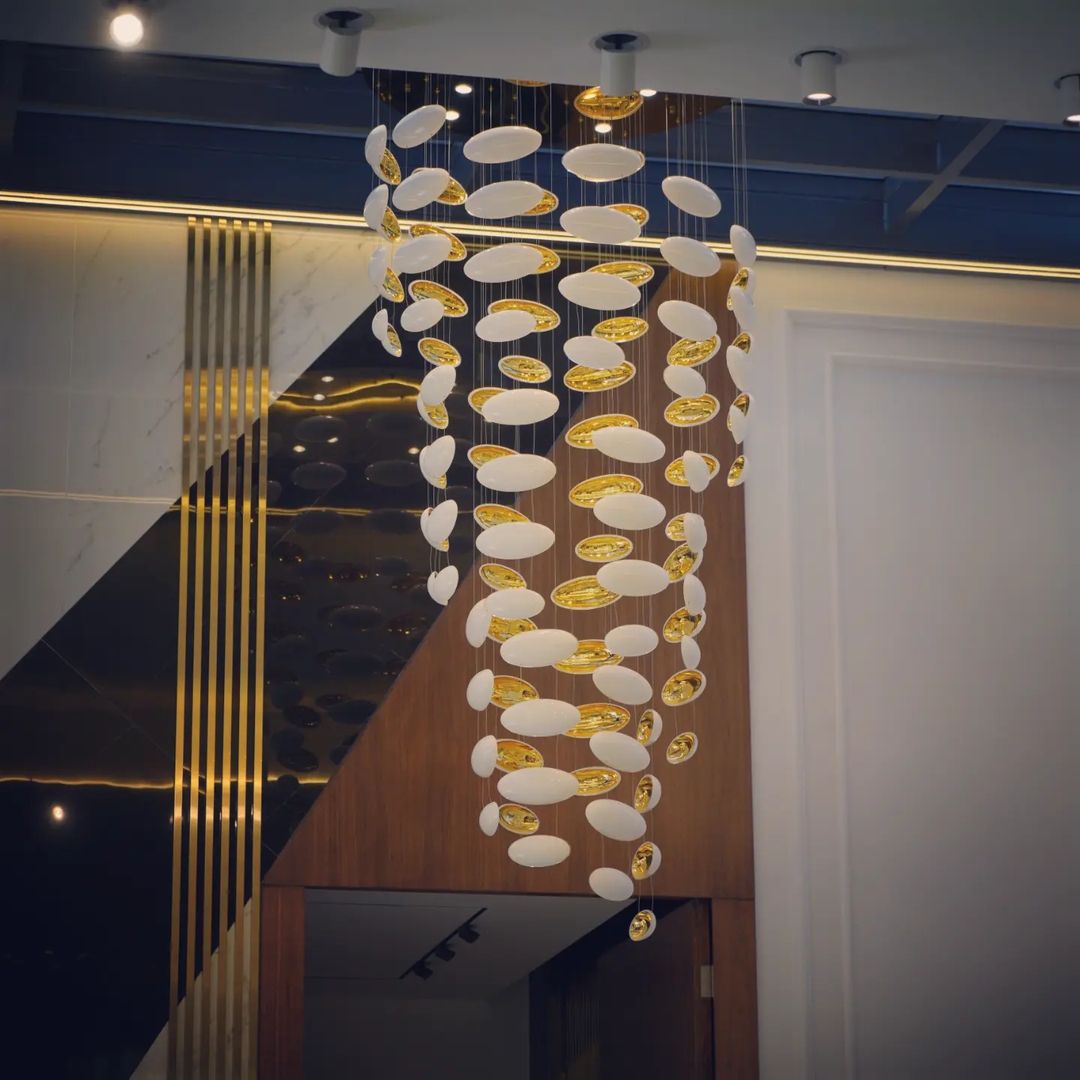 Modern Artistic Unique Golden Dragon Egg Pendant Ceiling Light Fixture for Staircase/ Sales Center/ Hotel - GILDLAMPS