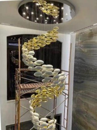 Modern Artistic Unique Golden Dragon Egg Pendant Ceiling Light Fixture for Staircase/ Sales Center/ Hotel - GILDLAMPS