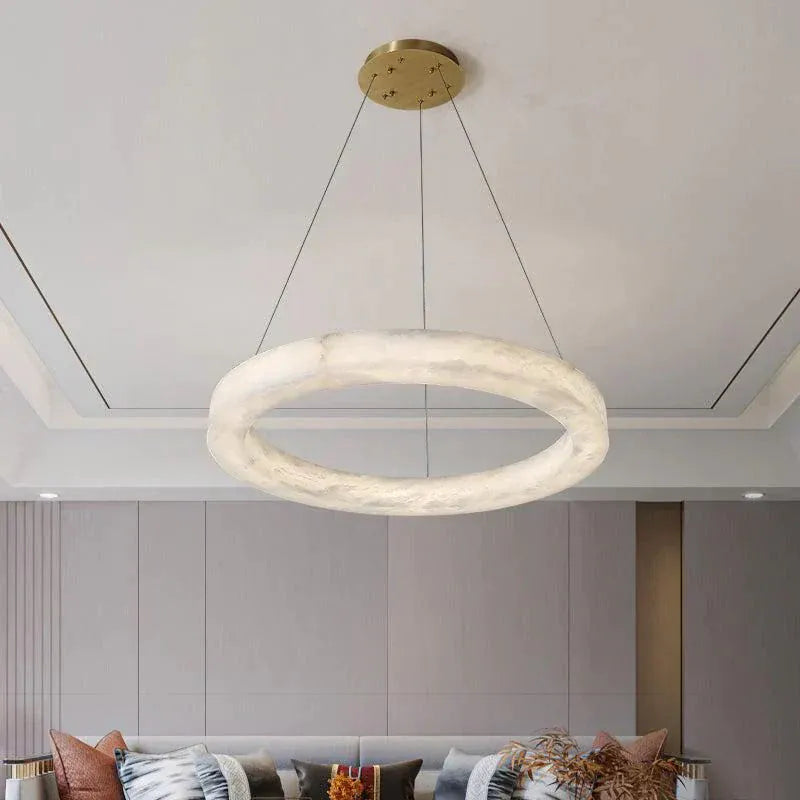 Modern Aurora Alabaster Round Chandelier For Living Room 19.7 inch, 27.6 inch, 35.4 inch
