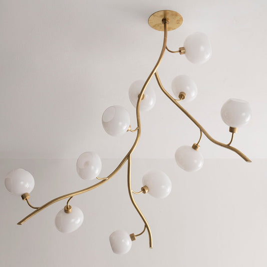 Modern Brass Branch Chandelier with Handcrafted Glass Globes - GILDLAMPS