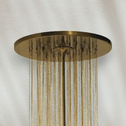 Modern Chandelier with Gold Chains and White Glass Shades - GILDLAMPS