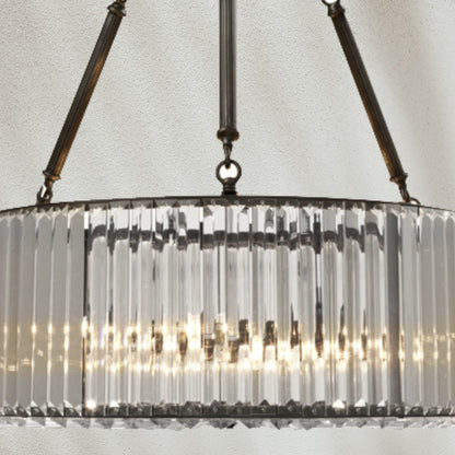 Modern Drum Glass Chandelier with Metal Frame - GILDLAMPS